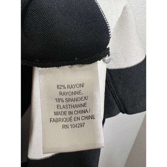 Milly Stretch Knit Fit And Flare Dress Medium Black White Stripes - Picture 4 of 5